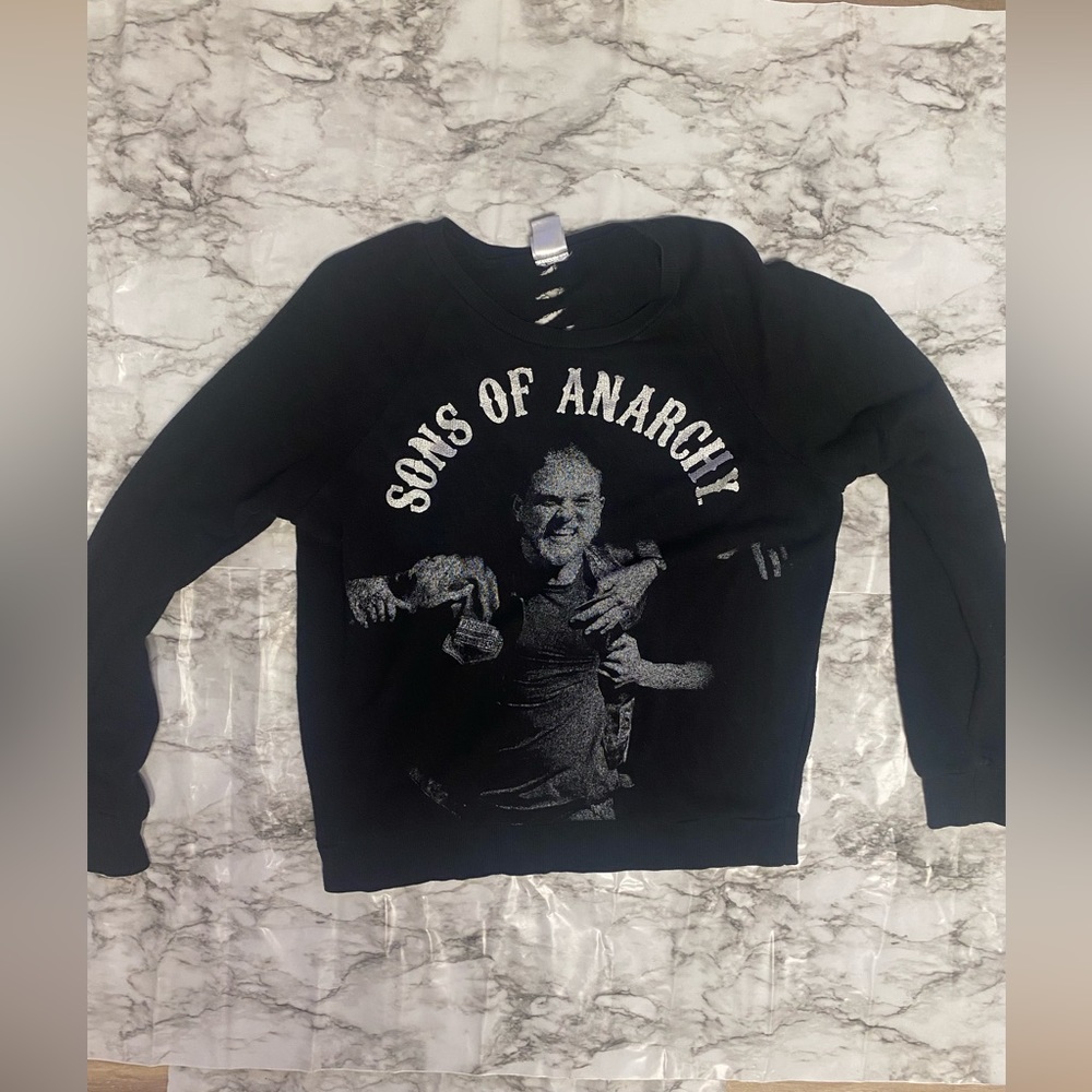 “Sons of Anarchy” long sleeve distressed top